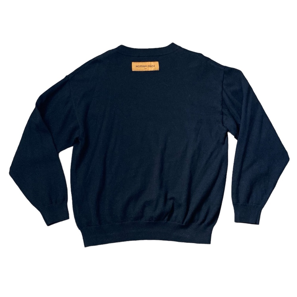 [Louis Vuitton] Rare Virgil Abloh Wool Reverse Label Uniforms Sweater Black